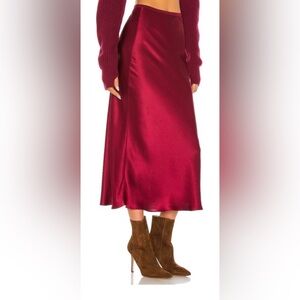 NEW DIVINE HERITAGE BURGUNDY SILK MIDI SKIRT XS Christmas party holiday skirt